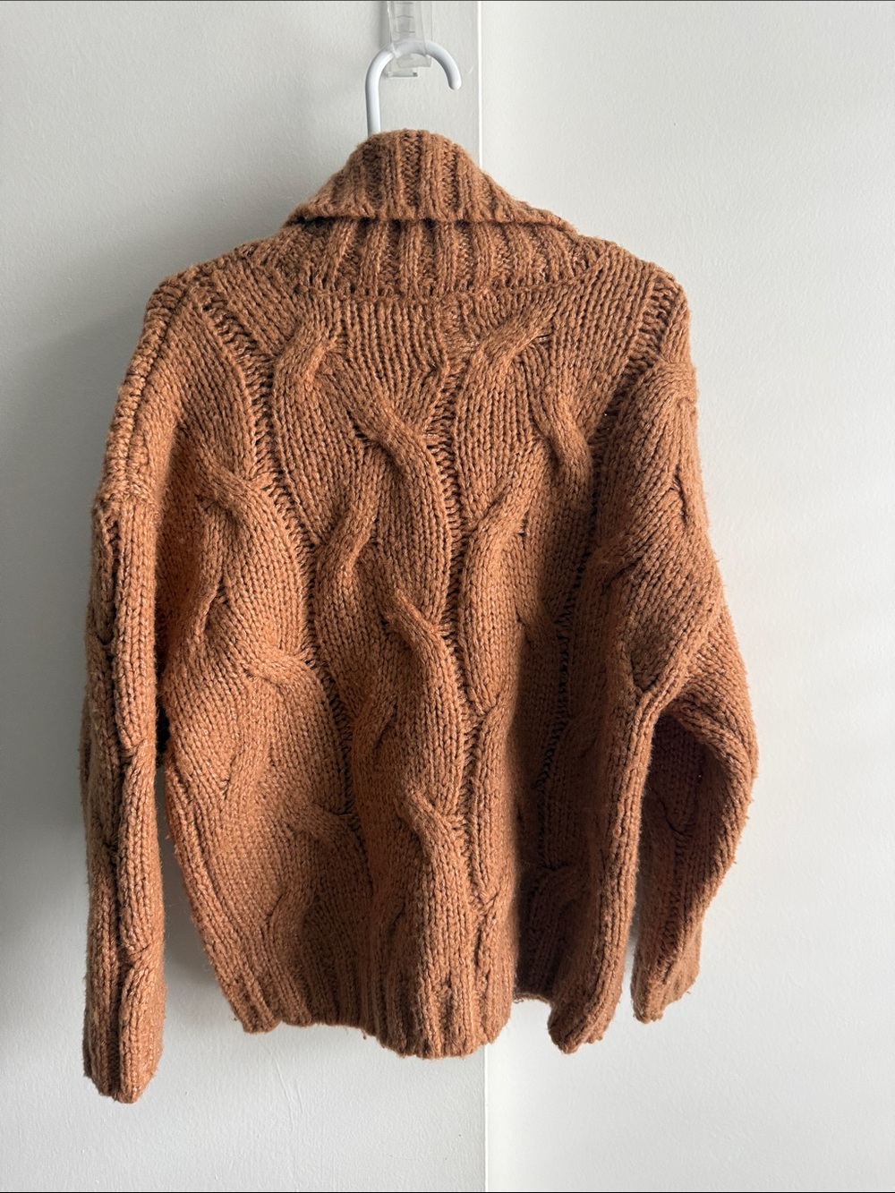 Zara Cable Knit Turtleneck Sweater - Rust Brown - Picture 2 of 4